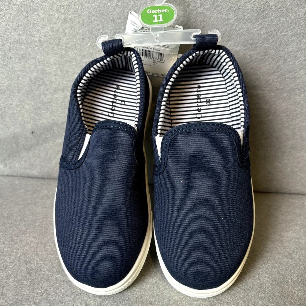 Gerber Boy Girl SlipOn Canvas Navy Blue Casual School Sneaker Shoes 11 NEW
